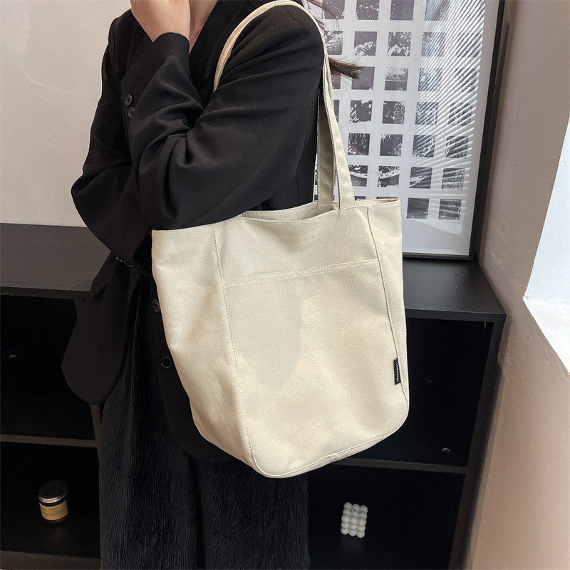 Japanese retro large-capacity canvas bag for women 2024 autumn and winter new ins lazy Fengrui camp single shoulder bucket bag