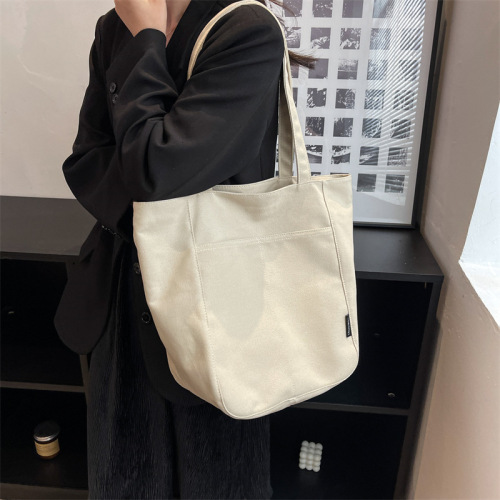 Japanese retro large-capacity canvas bag for women 2024 autumn and winter new ins lazy Fengrui camp single shoulder bucket bag