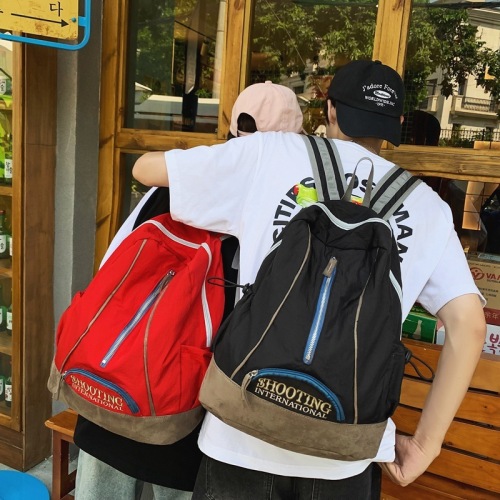 Nylon canvas bag for men and women 2024 new trendy backpack solid color simple college student class large capacity high school student