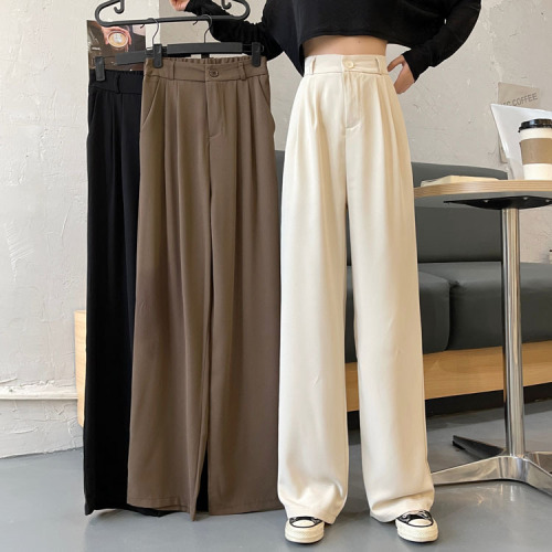 Actual shot ~ 2024 new autumn Korean style high-waisted slimming loose wide-leg pants floor-length casual pants for women