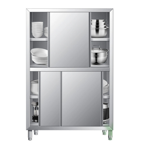 Stainless steel cupboard, commercial food cleaning cabinet, four-door sliding door storage cabinet, multi-layer stainless steel cupboard manufacturer