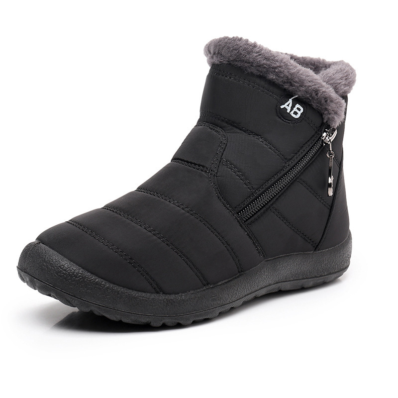 Winter new high-top casual cotton shoes cross-border large size round toe zipper low-cut plus velvet cotton boots waterproof snow boots for women