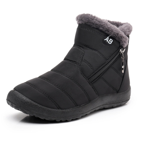 Winter new high-top casual cotton shoes cross-border large size round toe zipper low-cut plus velvet cotton boots waterproof snow boots for women
