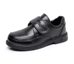 Wei Jing Boys' Black Leather Shoes Genuine Soft Sole British Style Student Performance Shoes 2024 Spring and Autumn New Children's Shoes