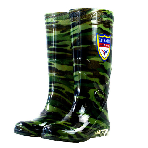Rain boots and water shoes for men, wear-resistant, non-slip, PVC waterproof rain boots, camouflage high tube, acid and alkali resistant, industrial and mining labor insurance, large size rain boots