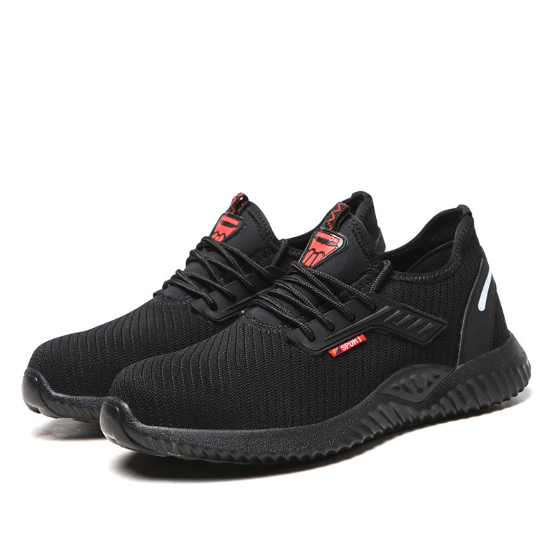 Four seasons cross-border labor protection shoes for men, fly-knit breathable steel-toe safety shoes, wear-resistant, lightweight, anti-smash and anti-stab work shoes, protective