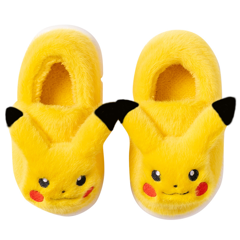 Pikachu cotton slippers for women autumn and winter 2023 new home indoor confinement shoes cartoon cute non-slip warm cotton slippers