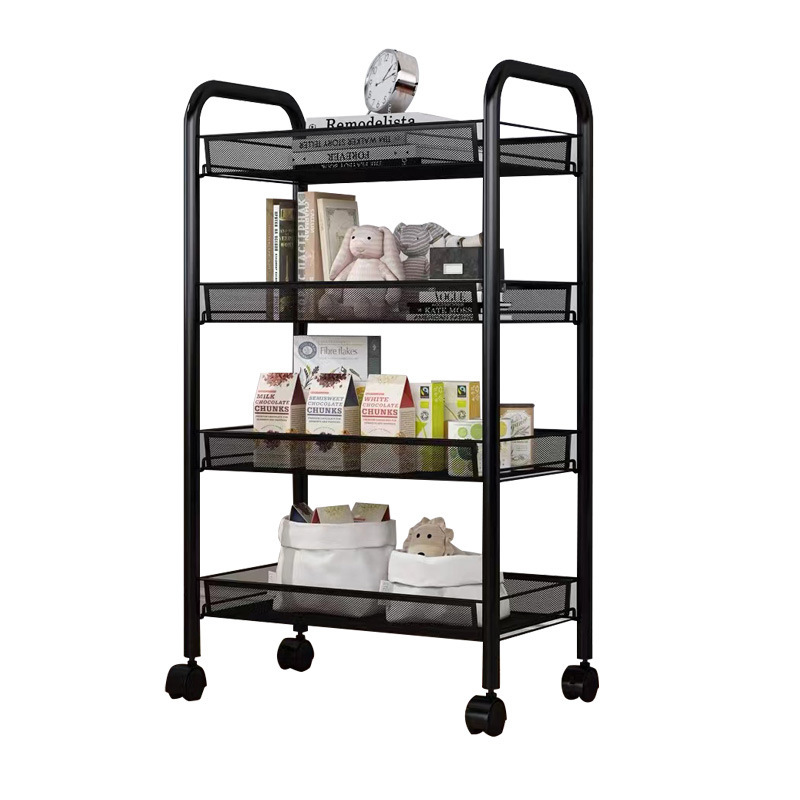 Kitchen storage rack bathroom finishing storage rack movable trolley floor-standing multi-layer vegetable basket storage rack