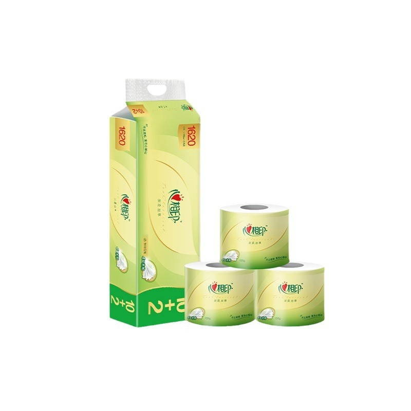 Heart printed core toilet paper 135g 4 layers 12 rolls toilet paper household affordable full box