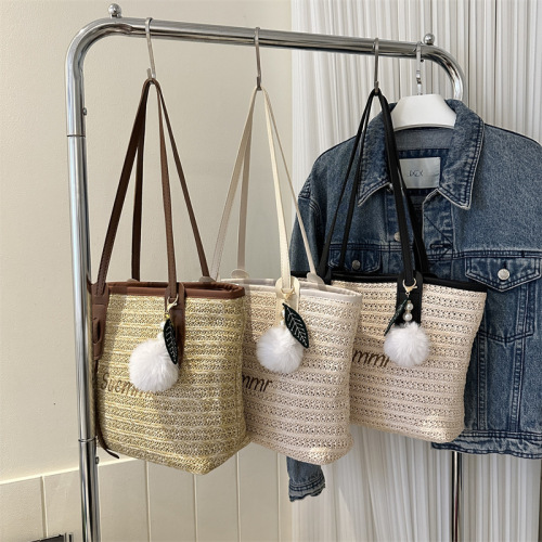 Large-capacity woven fashionable temperament handbag summer new style single shoulder underarm bag straw woven tote bag