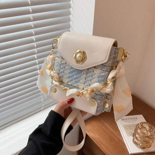 Small bag women's summer shoulder crossbody bag 2024 new trendy fashion woolen small square bag Internet celebrity chain mobile phone bag