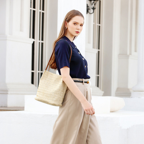 Women's trendy bags women's handbags fashionable simple straw woven bucket bag foreign trade wholesale
