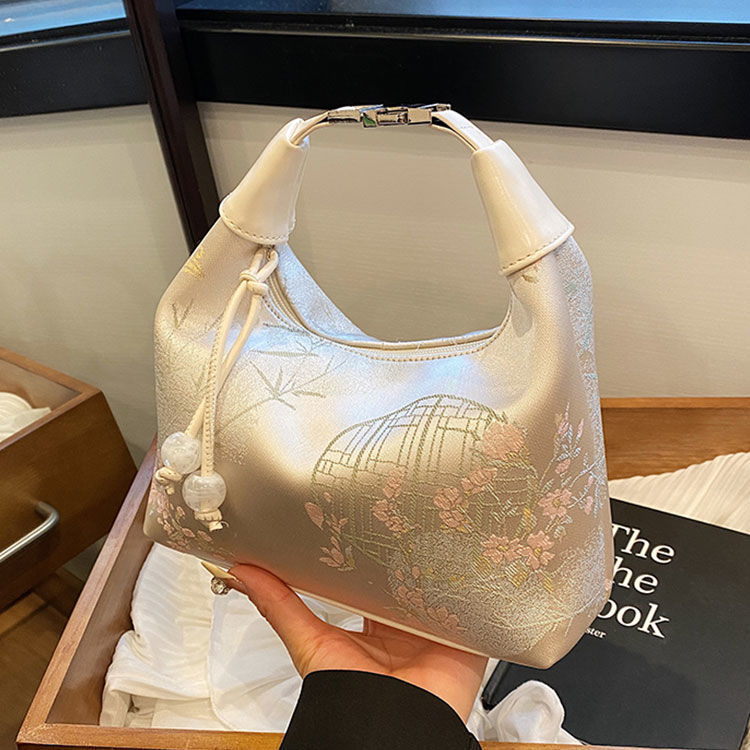 Hand-carrying new Chinese style bag for women 2024 summer fashion embroidered pea bag niche high-end simple crossbody bag for women