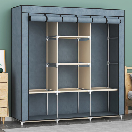 Simple wardrobe cloth wardrobe dust-proof rental room for single small dormitory bedroom home hanging clothes steel pipe storage cabinet