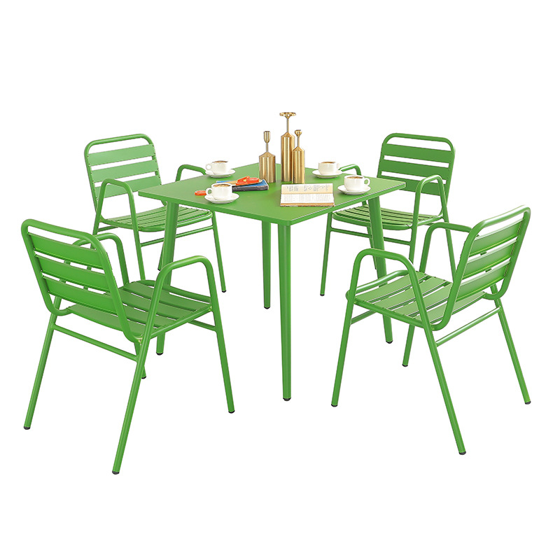 Simple outdoor table and chairs balcony courtyard outdoor milk tea shop cafe Nordic aluminum alloy leisure table and chair combination