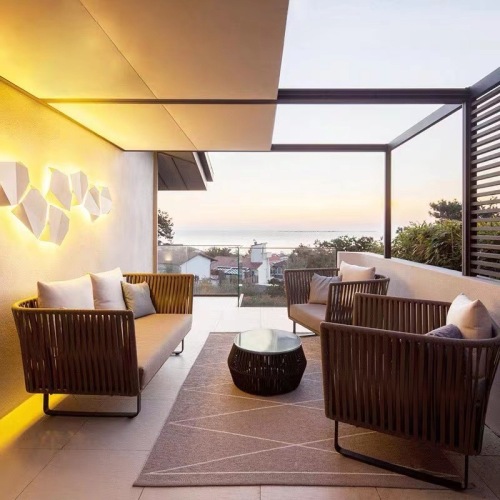 Nordic outdoor leisure rattan sofa restaurant courtyard hotel bed and breakfast sales department milk tea shop rattan furniture combination