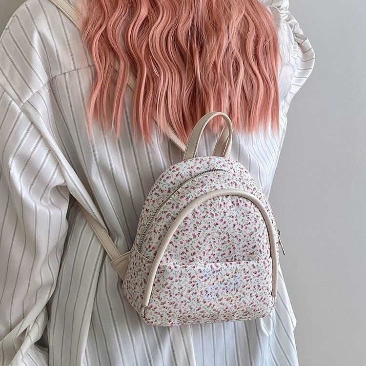 2024 Korean version ins small floral backpack female sweet girl student small backpack summer lightweight backpack female bag