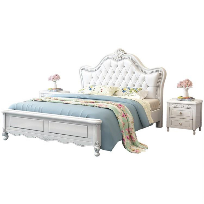 X6RO American bed white light luxury solid wood bed modern simple 1.8m double bed European style master bedroom 1.5m