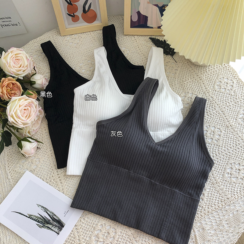 Real shot of summer bandeau sports suspender without wire rims comfortable strap chest pad anti-exposure underwear bra vest