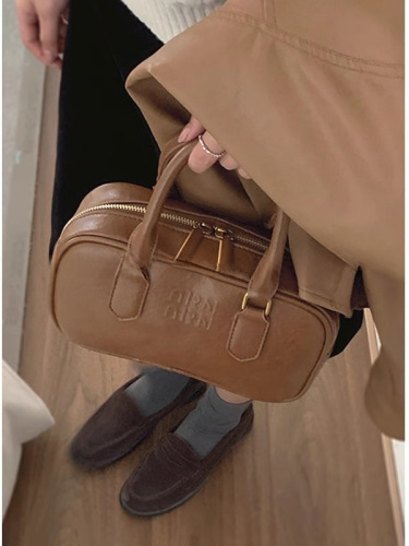 Portable bowling bag for women in autumn and winter new trendy retro small square bag versatile shoulder crossbody bag