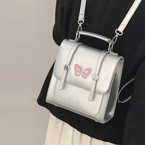 Backpack Women's Backpack New Fashion Solid Color Texture School Bag Female College Student Handbag