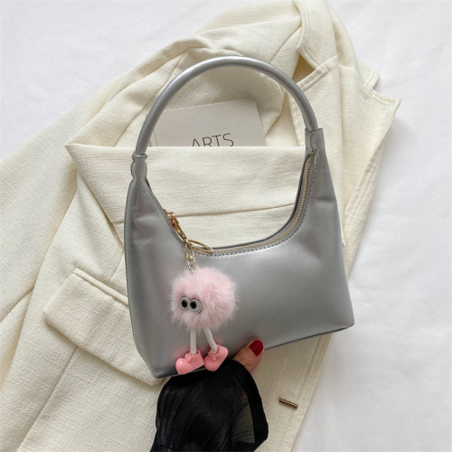 Silver crescent armpit bag for women 2024 new summer high-end niche original versatile French shoulder handbag