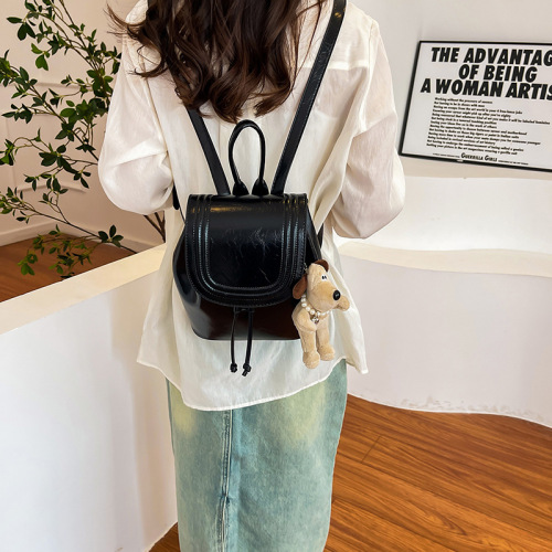 Fashion cross-border high-end texture backpack women's versatile commuting travel popular niche cute drawstring handbag