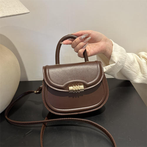 Solid Color Fashion Internet Celebrity Handbag 2024 Spring New Versatile Ins Shoulder Crossbody Bag Western Style Saddle Bag for Women