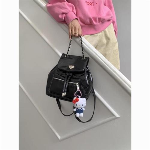 Niche rhombus backpack women's bag women's fashion new backpack single shoulder fashion casual chain bucket bag