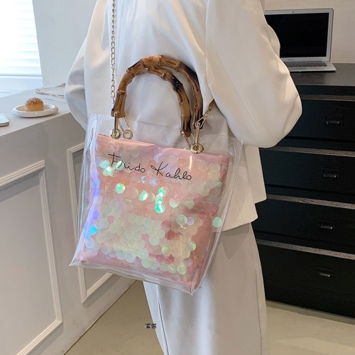 Women's bag transparent jelly mother-in-law bag Ruiying single shoulder PVC chain handbag large capacity woven crossbody
