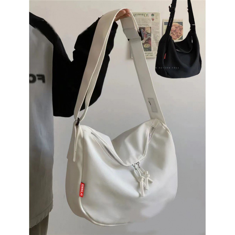 Messenger bag women's new large capacity ins retro canvas bag student class commuting tote shoulder bag