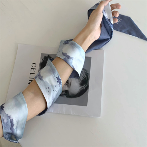 Such as Dunhuang artistic long elegant double-sided small silk scarf Chinese style hair tie hair spring and autumn decoration scarf