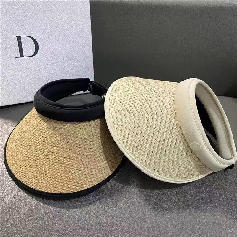 Summer ins sunshade black rubber hat Korean version empty top sun hat Internet celebrity big brim women's straw hat fashion headband sun hat