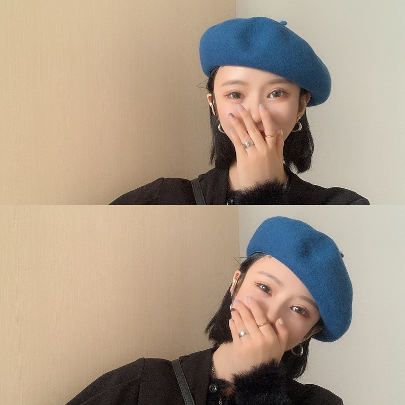 Beret women's British retro autumn and winter wool painter's hat ladies bud hat versatile Korean style trendy ins