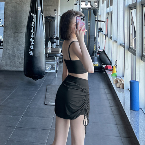 Fitness fake two-piece sports shorts sexy quick-drying breathable yoga wear bud skirt pants thin style internet celebrity
