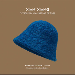 Hat women's winter new lamb wool fisherman hat autumn and winter plain face small bucket hat solid color warm basin hat