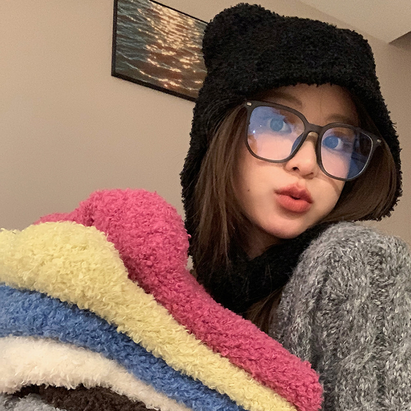 Japanese cute bear hat for women in autumn and winter with big head circumference and face-friendly small versatile warm ear protection woolen hat knitted hat