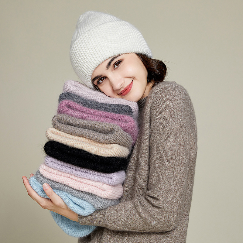 Autumn and winter velvet thickened warm woolen hat for women, Korean version, fashionable and versatile, daily European and American cross-border knitted hat, cold hat