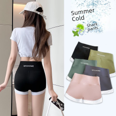 Shark Pants Women's Summer New Contrast Color Sweet High Waist Tummy Control Yoga Barbie Pants Leggings Wear Outerwear Spliced ​​Healthy Pants