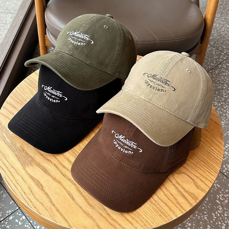 High-quality embroidered letter baseball cap for girls birthday style wide brim slim soft top hat pure cotton versatile peaked cap for men