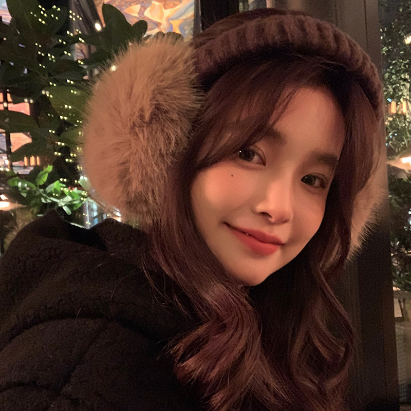 Rabbit fur cute large plush earmuffs warm ear protection winter earmuffs women's earmuffs warm