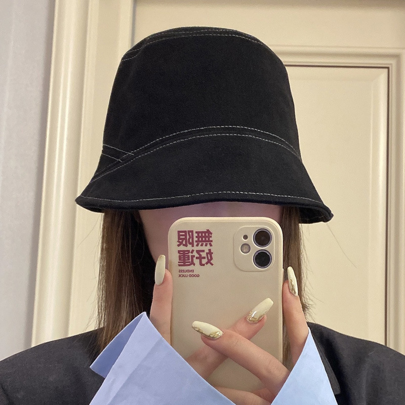 Japanese style bucket face-covering fisherman hat female Korean style face-showing small internet celebrity retro basin hat water winter bucket hat