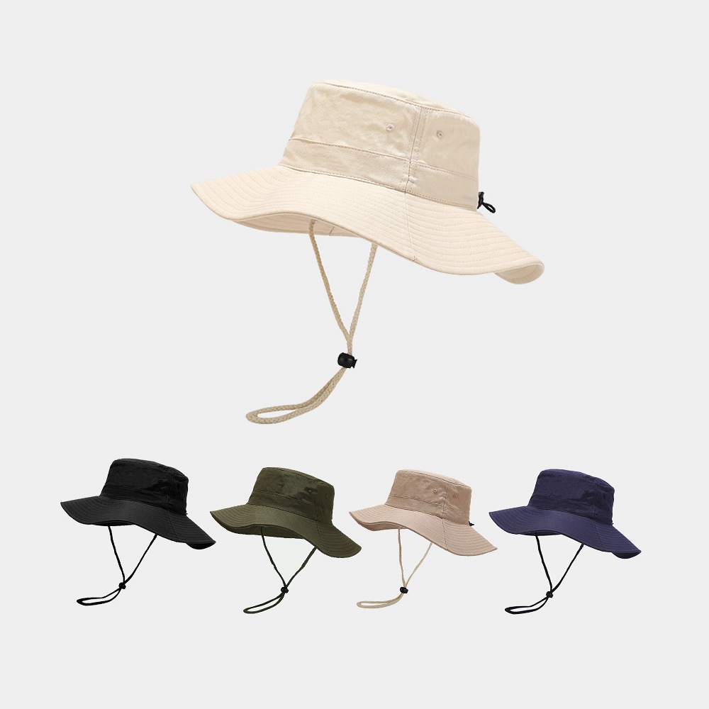 Sun hat women's summer outdoor solid color fishing sun protection sun hat men's breathable casual large brim fisherman hat