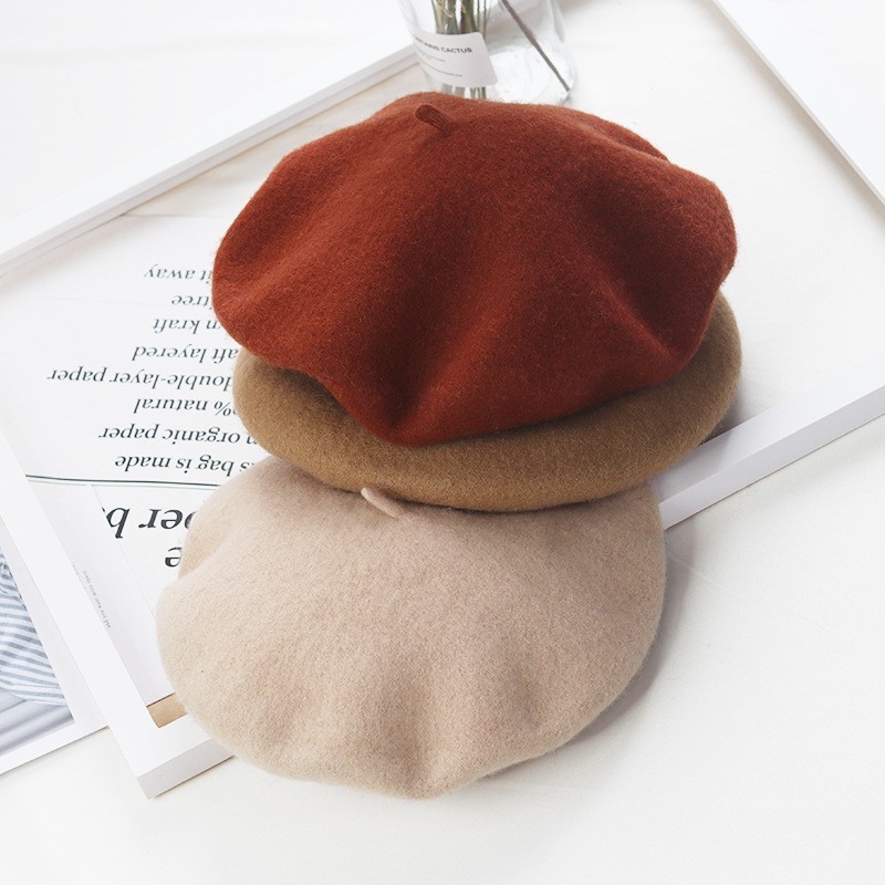 Autumn and winter sheep and rabbit fur beret cross-border letter jacquard free logo design original style fashionable warm hat