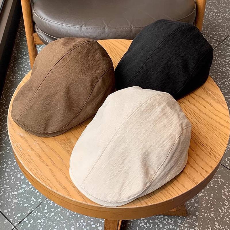 Antique reverse-wearing beret hat for women in summer Japanese-style peaked cap retro street forward hat for men thin style painter newsboy