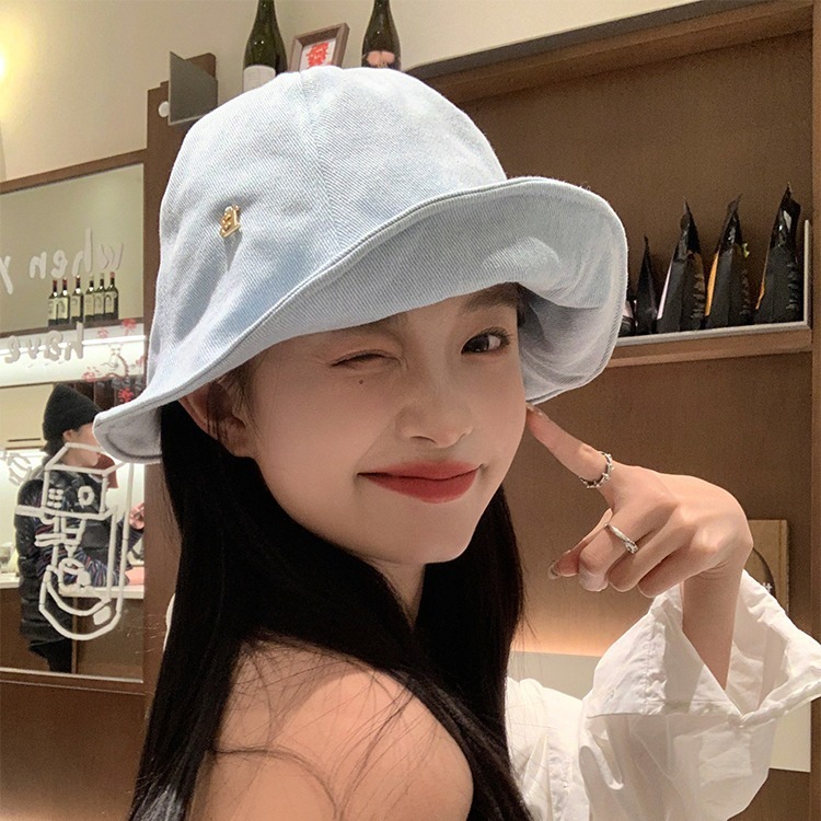 2024 New Denim Fisherman Hat Large Brim Breathable Anti-UV Sun Protection Hat