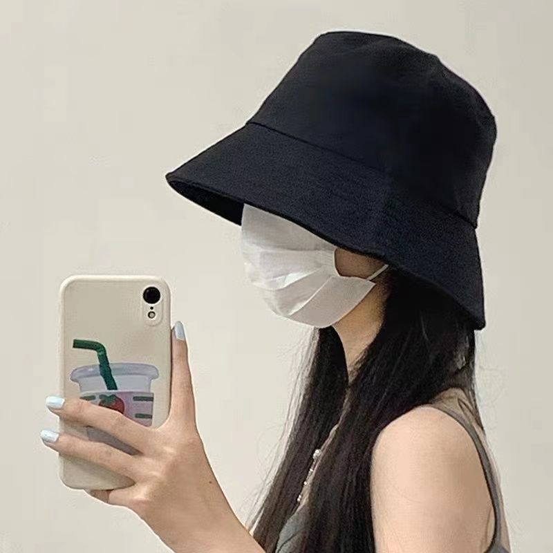 Internet celebrity black fisherman hat for women spring and autumn Korean version casual all-match face covering Japanese sun protection sun hat basin hat