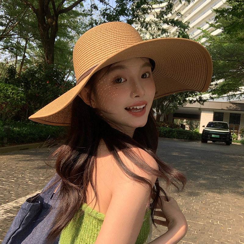 Summer beach straw hat for women summer seaside vacation large brim sun protection sun hat