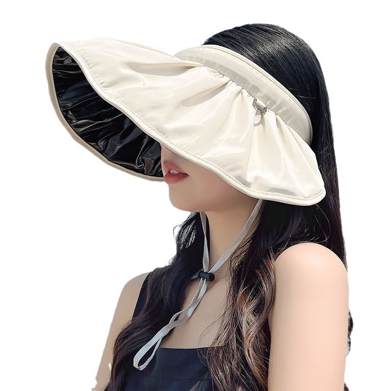 ins summer vinyl sun protection shell hat outdoor portable headband sun protection hat women's beach big brim hat