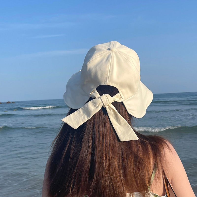 Classmate Yang's bow-knot sun hat for women in summer with sun protection and ultraviolet protection, large brim sun hat, vinyl fisherman's hat